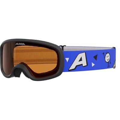 ALPINA PINEY 2.0 Skibril, anti-condens, extreem robuust en onbreekbaar, met 100% uv-bescherming voor kinderen, zwart-blauw mat ALPINA PINEY 2.0 Skibril, anti-condens, extreem robuust en onbreekbaar, met 100% uv-bescherming voor kinderen, zwart-blauw mat