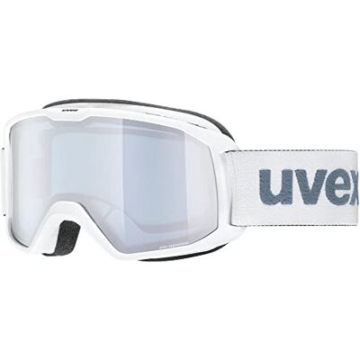 Uvex Elemnt FM Skibril voor volwassenen, mat wit zilver blauw, Eén maat Uvex Elemnt FM Skibril voor volwassenen, mat wit zilver blauw, Eén maat