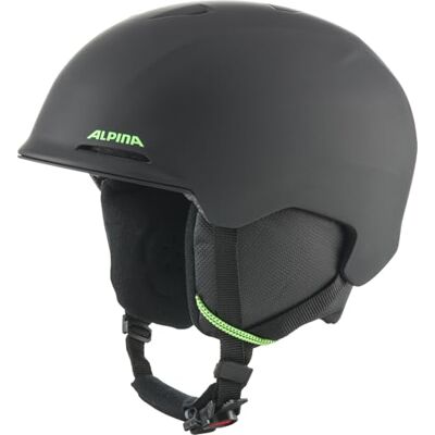 ALPINA Brix JR Skihelm voor jongeren, uniseks, mat neonzwart, 48-52 ALPINA Brix JR Skihelm voor jongeren, uniseks, mat neonzwart, 48-52