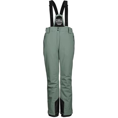 Killtec KSW 249 WMN SKI PNTS_ERIELLE skibroek voor dames met afneembare bandjes, randbescherming en sneeuwvanger, groen/grijs, maat 36 Killtec KSW 249 WMN SKI PNTS_ERIELLE skibroek voor dames met afneembare bandjes, randbescherming en sneeuwvanger, groen/grijs, maat 36