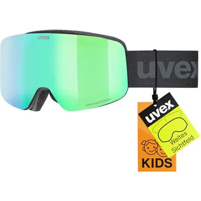 Uvex pwdr FM skibril voor kinderen, uniseks, mat zwart/lichtgroen, één maat Uvex pwdr FM skibril voor kinderen, uniseks, mat zwart/lichtgroen, één maat
