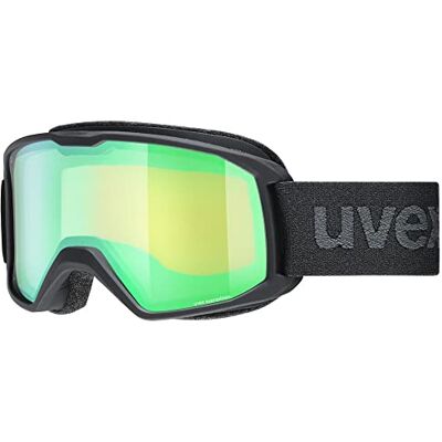 Uvex elemnt FM Skibril voor dames en heren, vergroot gezichtsveld, anti-condens, frameventilatie zonder tocht, matzwart/groen, één maat Uvex elemnt FM Skibril voor dames en heren, vergroot gezichtsveld, anti-condens, frameventilatie zonder tocht, matzwart/groen, één maat