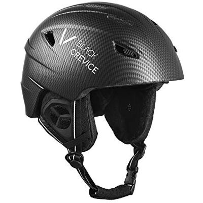Black Crevice Stripe Skihelm, stootvaste skihelm in sportief design, skihelm voor dames en heren, snowboardhelm, ademende skihelm, in grootte verstelbaar Black Crevice Stripe Skihelm, stootvaste skihelm in sportief design, skihelm voor dames en heren, snowboardhelm, ademende skihelm, in grootte verstelbaar