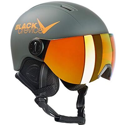 Black Crevice Leogang Skihelm voor kinderen met vizier, pilotenstijl, snowboard, voor jongens en meisjes, ademend, in grootte verstelbaar Black Crevice Leogang Skihelm voor kinderen met vizier, pilotenstijl, snowboard, voor jongens en meisjes, ademend, in grootte verstelbaar