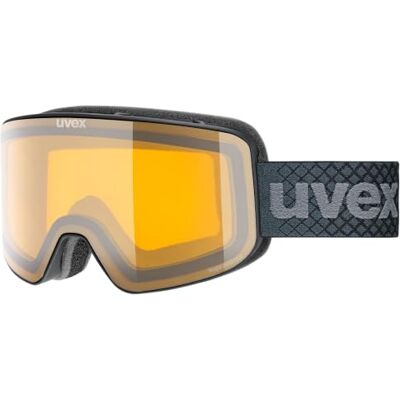 Uvex pyrit LG Skibril voor dames en heren, filtercategorie 1, vergroot gezichtsveld, anti-condens, mat zwart, transparant geel S1, één maat Uvex pyrit LG Skibril voor dames en heren, filtercategorie 1, vergroot gezichtsveld, anti-condens, mat zwart, transparant geel S1, één maat