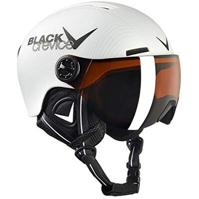 Black Crevice Leogang Skihelm voor kinderen met vizier, pilotenstijl, snowboard, voor jongens en meisjes, ademend, in grootte verstelbaar Black Crevice Leogang Skihelm voor kinderen met vizier, pilotenstijl, snowboard, voor jongens en meisjes, ademend, in grootte verstelbaar