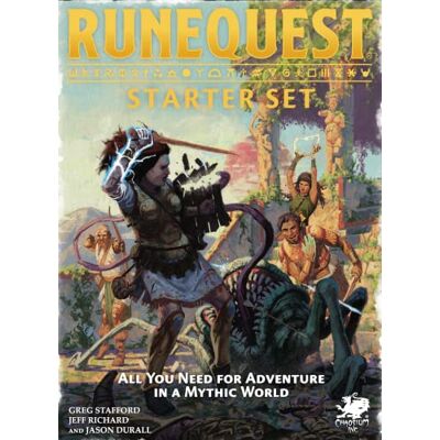 Chaosium RuneQuest: starterset – Boxed Beginner RPG-set voor RuneQuest in Glorantha – 4 Rulebooks, 3 Adventures, Maps, Dice, Pre-Generated Characters & Solo Scenario Chaosium RuneQuest: starterset – Boxed Beginner RPG-set voor RuneQuest in Glorantha – 4 Rulebooks, 3 Adventures, Maps, Dice, Pre-Generated Characters & Solo Scenario