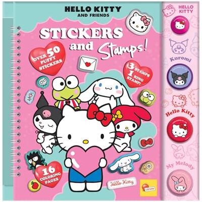Liscianigiochi Lisciani Hello Kitty and Friends – stickers en stempels voor kinderen vanaf 5 jaar – notitieboek met 16 pagina's met stempels, ringstempel en stickers – creatief cadeau-idee voor kinderen Liscianigiochi Lisciani Hello Kitty and Friends – stickers en stempels voor kinderen vanaf 5 jaar – notitieboek met 16 pagina's met stempels, ringstempel en stickers – creatief cadeau-idee voor kinderen