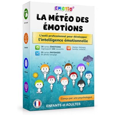 EMOTIO Het weer van emoties, educatief en educatief spel met 142 emoties + 20 landschappen, fototaal, kinderen en volwassenen, gemaakt door een psycholoog, gemaakt in Frankrijk EMOTIO Het weer van emoties, educatief en educatief spel met 142 emoties + 20 landschappen, fototaal, kinderen en volwassenen, gemaakt door een psycholoog, gemaakt in Frankrijk