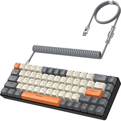 YINDIAO T8 Gaming-toetsenbord 60%, mini-toetsenbord, mechanisch, compact, 68 toetsen, met achtergrondverlichting 18 Chroma RGB, blauwe schakelaar, spiraalkabel, USB C, voor PC, Mac, PS4, Xbox, donkergrijs YINDIAO T8 Gaming-toetsenbord 60%, mini-toetsenbord, mechanisch, compact, 68 toetsen, met achtergrondverlichting 18 Chroma RGB, blauwe schakelaar, spiraalkabel, USB C, voor PC, Mac, PS4, Xbox, donkergrijs