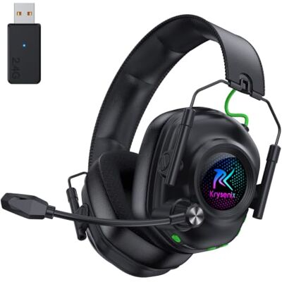 Krysenix Casque sans fil pour PS5, PS4, PC, Mac, Switch, smartphone 2,4 GHz (USB & Type-C) & Bluetooth, batterie 60H, lumière RVB, son surround, faible latence (≤ 20 ms), microphone anti-bruit Krysenix Casque sans fil pour PS5, PS4, PC, Mac, Switch, smartphone 2,4 GHz (USB & Type-C) & Bluetooth, batterie 60H, lumière RVB, son surround, faible latence (≤ 20 ms), microphone anti-bruit