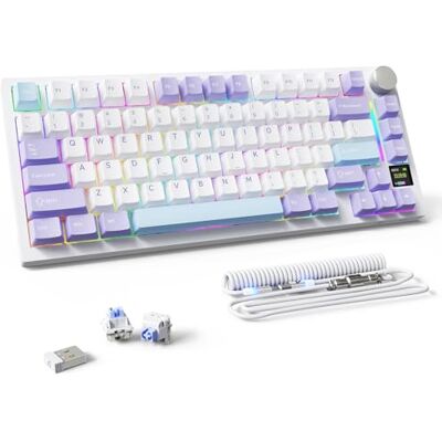 MAMBASNAKE Attack Shark X820 Ultra mechanisch gamingtoetsenbord, draadloos, 2,4 G/BT/USB C, QWERTY TKL 75% gasket Hot Swap, TFT-display en volumeknop, LIGHTSYNC RGB Chroma, spiraalkabel Shark Switch MAMBASNAKE Attack Shark X820 Ultra mechanisch gamingtoetsenbord, draadloos, 2,4 G/BT/USB C, QWERTY TKL 75% gasket Hot Swap, TFT-display en volumeknop, LIGHTSYNC RGB Chroma, spiraalkabel Shark Switch