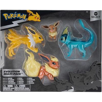 Pokémon Select Evolution Multipack (2" Eevee #1, 3" Jolteon, 3" Vaporeon, 3" Flareon) Pokémon Select Evolution Multipack (2" Eevee #1, 3" Jolteon, 3" Vaporeon, 3" Flareon)