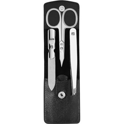 ZWILLING Klassiek Inox Manicure Pedicure 3-Delig Set in Zwart Pocket Lederen Zaak ZWILLING Klassiek Inox Manicure Pedicure 3-Delig Set in Zwart Pocket Lederen Zaak
