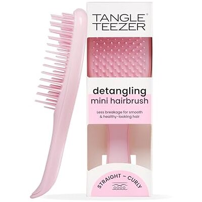 Tangle Teezer Mini Ultimate Detangler voor droog en nat haar, ontwarrende haarborstel voor alle haartypes, ideale borstel voor kinderen en voor reizen, Millennial Pink Tangle Teezer Mini Ultimate Detangler voor droog en nat haar, ontwarrende haarborstel voor alle haartypes, ideale borstel voor kinderen en voor reizen, Millennial Pink