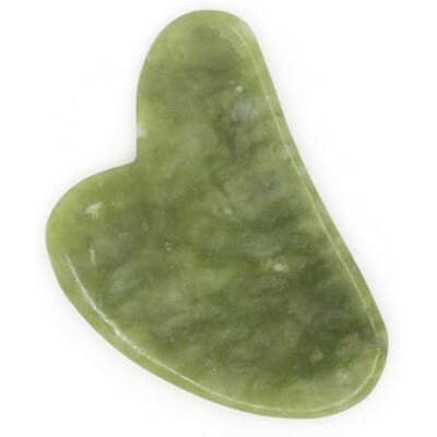 Sun Gua Sha van natuursteen – groene jade (+ hoes) – massage voor gezicht en lichaam om de teint te verfrissen, wallen en donkere kringen te behandelen, de bloedsomloop te stimuleren – stevigere en elastische huid Sun Gua Sha van natuursteen – groene jade (+ hoes) – massage voor gezicht en lichaam om de teint te verfrissen, wallen en donkere kringen te behandelen, de bloedsomloop te stimuleren – stevigere en elastische huid
