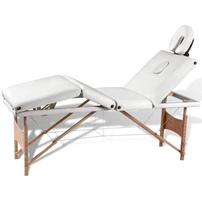 vidaXL Massagetafel, inklapbaar, 4 zones, crèmekleurig, houten frame vidaXL Massagetafel, inklapbaar, 4 zones, crèmekleurig, houten frame
