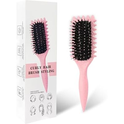KEXUEZE Curl Hair Brush haarborstel, haarborstel voor het kammen en vormen van krullen van mannen en vrouwen om tractie te verminderen, nylon borstelharen, krulversterker, uniseks, roze KEXUEZE Curl Hair Brush haarborstel, haarborstel voor het kammen en vormen van krullen van mannen en vrouwen om tractie te verminderen, nylon borstelharen, krulversterker, uniseks, roze