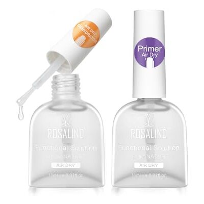 ROSALIND Nail Primer Déshydrateur Vernis Semi Permanent Set, 2pcs 11ml Semi Permanent Primer Nail Prep Déshydrateur pour Vernis à Ongles Manucure Set ROSALIND Nail Primer Déshydrateur Vernis Semi Permanent Set, 2pcs 11ml Semi Permanent Primer Nail Prep Déshydrateur pour Vernis à Ongles Manucure Set