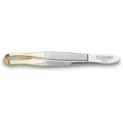 3 Claveles Pincet met krabpunt, gouden punt, 8 cm 3 Claveles Pincet met krabpunt, gouden punt, 8 cm