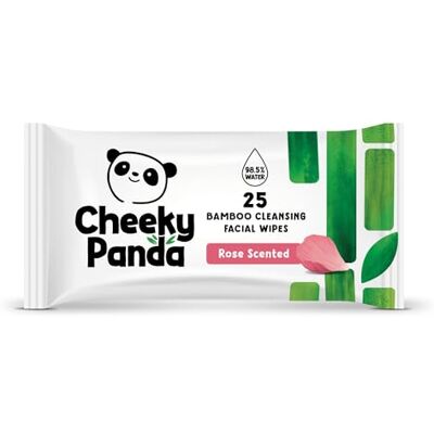 Panda Bamboe gezichtsreinigingsdoekjes, rozengeur, 25 x reinigingsdoekjes, gezichts- en oogmake-up remover Panda Bamboe gezichtsreinigingsdoekjes, rozengeur, 25 x reinigingsdoekjes, gezichts- en oogmake-up remover