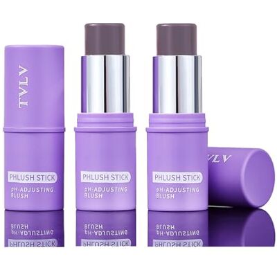 Baorder Lot de 2 bâtons de fard à joues Couleur changeante Rouge crème PH dépendant du pH Bâton imperméable multi-usage pour lèvres et joues Finition mate naturelle et légère Baorder Lot de 2 bâtons de fard à joues Couleur changeante Rouge crème PH dépendant du pH Bâton imperméable multi-usage pour lèvres et joues Finition mate naturelle et légère