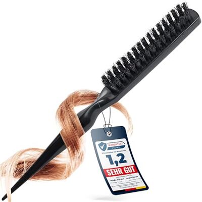 marQus Magic Volume en glans crêpeborstel van varkenshaar Sleek Bun borstel Teasing Brush, Sleek Look haarborstel 1 stuk klassiek zwart marQus Magic Volume en glans crêpeborstel van varkenshaar Sleek Bun borstel Teasing Brush, Sleek Look haarborstel 1 stuk klassiek zwart