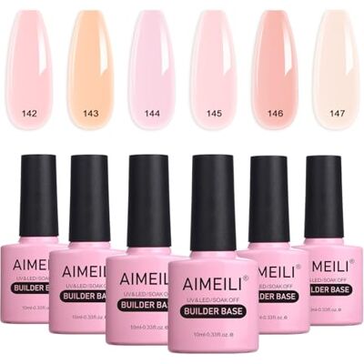 AIMEILI 5-in-1 builder base gel voor nagels, set met 6 kleuren, UV, LED, gelnagellak, meerkleurig, afneembaar, gelnagellak, set van 35 AIMEILI 5-in-1 builder base gel voor nagels, set met 6 kleuren, UV, LED, gelnagellak, meerkleurig, afneembaar, gelnagellak, set van 35