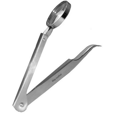 May Gebogen pincet van roestvrij staal, 13,3 cm Nauwkeurig gebogen pincet met vergrootglas voor modelbouw, cosmetica en snelle voeding May Gebogen pincet van roestvrij staal, 13,3 cm Nauwkeurig gebogen pincet met vergrootglas voor modelbouw, cosmetica en snelle voeding
