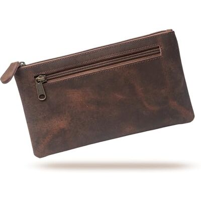 WANDERINGS Vintage Leren Pennenetui 23 x 14 cm Handgemaakt Functioneel Bruin Leren Ritszakje Slank Pennenetui Voor Dames En Heren Pennentas Voor Artiesten WANDERINGS Vintage Leren Pennenetui 23 x 14 cm Handgemaakt Functioneel Bruin Leren Ritszakje Slank Pennenetui Voor Dames En Heren Pennentas Voor Artiesten