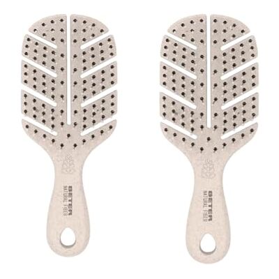 Beter Lot de 2 brosses à cheveux squelette anti-traction Natural Fiber MINI fabriquées avec des fibres de blé, brosse démêlante anti-nœuds et anti-casse, coiffage doux et sans tiraillement, tous Beter Lot de 2 brosses à cheveux squelette anti-traction Natural Fiber MINI fabriquées avec des fibres de blé, brosse démêlante anti-nœuds et anti-casse, coiffage doux et sans tiraillement, tous