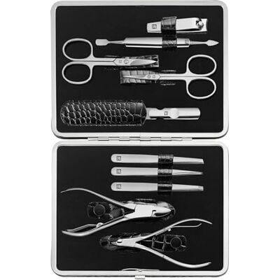 ZWILLING Klassiek Inox Manicure Pedicure 10-Delig Set in Zwart Lederen Zaak ZWILLING Klassiek Inox Manicure Pedicure 10-Delig Set in Zwart Lederen Zaak