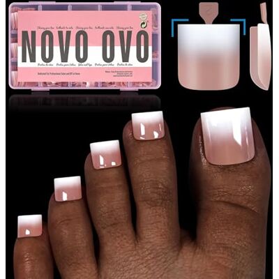 NOVO OVO 240 stuks kunstnagels om in te drukken met Franse ombre-punt, voorgevormd, zachte gel, primer en basislaag, volledige afdekking van acryl, 15 maten, 240 stuks NOVO OVO 240 stuks kunstnagels om in te drukken met Franse ombre-punt, voorgevormd, zachte gel, primer en basislaag, volledige afdekking van acryl, 15 maten, 240 stuks