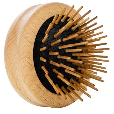 remos professional body care REMOS Mini-opvouwbare haarborstel met beukenhouten noppen, ronde en compacte ontwarrende borstel remos professional body care REMOS Mini-opvouwbare haarborstel met beukenhouten noppen, ronde en compacte ontwarrende borstel