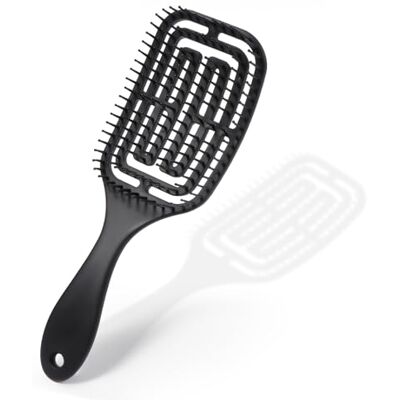 Oderra Haarborstel tegen breuk voor droog of nat haar, ergonomisch, krulborstel voor alle haartypes, geschikt voor mannen en vrouwen, zwart, 24 x 2,5 x 7 cm Oderra Haarborstel tegen breuk voor droog of nat haar, ergonomisch, krulborstel voor alle haartypes, geschikt voor mannen en vrouwen, zwart, 24 x 2,5 x 7 cm