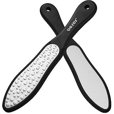 BEZOX Professionele Voetvijl Dubbelzijdige Pedicure Rasp Dood Hard Gebarsten Huid Eelt Remover Draagbaar Voetverzorgingsgereedschap Zwaar roestvrij staal (zachte siliconen handgreep) BEZOX Professionele Voetvijl Dubbelzijdige Pedicure Rasp Dood Hard Gebarsten Huid Eelt Remover Draagbaar Voetverzorgingsgereedschap Zwaar roestvrij staal (zachte siliconen handgreep)