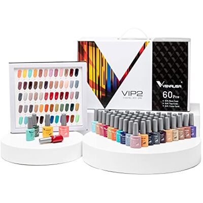 V VENALISA VENALISA Soak Off UV-gelnagellakset met 60 kleuren en matte toplaag, set met uv-kleurgel voor gelnagels, perfect voor nail art nageldesign V VENALISA VENALISA Soak Off UV-gelnagellakset met 60 kleuren en matte toplaag, set met uv-kleurgel voor gelnagels, perfect voor nail art nageldesign