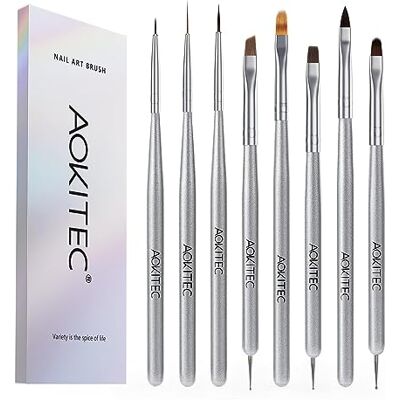 Aokitec Nagelborstelset, gelnagellak, kunstpen, schildergereedschap met gelkwast voor nagelverlenging, manicuregereedschap voor salon, doe-het-zelf thuis, vrouwen Aokitec Nagelborstelset, gelnagellak, kunstpen, schildergereedschap met gelkwast voor nagelverlenging, manicuregereedschap voor salon, doe-het-zelf thuis, vrouwen