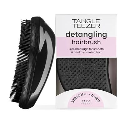 Tangle Teezer Originele ontwarrende haarborstel voor droog en nat haar, alle haartypes, 2 niveaus, vermindert breuk en verwijdert knopen, zwarte panter Tangle Teezer Originele ontwarrende haarborstel voor droog en nat haar, alle haartypes, 2 niveaus, vermindert breuk en verwijdert knopen, zwarte panter