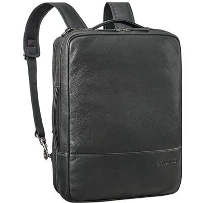 STILORD Dash 2-in-1 lederen laptoprugzak 15,6 inch converteerbare anti-diefstal hybride aktetas reisrugzak echt leer, Zwarte Obsidiaan STILORD Dash 2-in-1 lederen laptoprugzak 15,6 inch converteerbare anti-diefstal hybride aktetas reisrugzak echt leer, Zwarte Obsidiaan