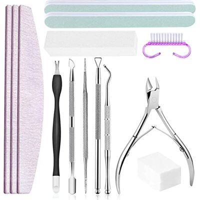 TULAMORIY Nagelvijlset, dubbelzijdige nagelvijl, nagelpolijstblok, met nagelriemtang, nagelriemschuiver, nagelknipper, nagelborstel, nagelborstel, manicureset voor thuis en in de salon TULAMORIY Nagelvijlset, dubbelzijdige nagelvijl, nagelpolijstblok, met nagelriemtang, nagelriemschuiver, nagelknipper, nagelborstel, nagelborstel, manicureset voor thuis en in de salon