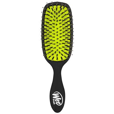 Wet Brush Shine Enhancer, IntelliFlex and Boar Bristles, zwart Soft IntelliFlex and Natural Boar Bristles Distribute Hair Natural Oils for Added Shine, Gentle Detangling, Alle Soorten Wet Brush Shine Enhancer, IntelliFlex and Boar Bristles, zwart Soft IntelliFlex and Natural Boar Bristles Distribute Hair Natural Oils for Added Shine, Gentle Detangling, Alle Soorten