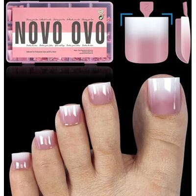 NOVO OVO 240 stuks kunstteennagels met Franse punt, vierkant, puntig, zachte gel, bessenroze, primer en basislaag, volledige afdekking, acryl, 15 maten NOVO OVO 240 stuks kunstteennagels met Franse punt, vierkant, puntig, zachte gel, bessenroze, primer en basislaag, volledige afdekking, acryl, 15 maten