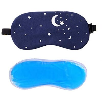 YMZ Verkoelend oogmasker met lichtblokkering, multifunctioneel, ultrazacht, met ooggel en donkere kringen, blauw, één maat, Blauw YMZ Verkoelend oogmasker met lichtblokkering, multifunctioneel, ultrazacht, met ooggel en donkere kringen, blauw, één maat, Blauw