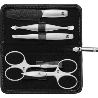 ZWILLING Twinox Manicure 5-Delige Set met Druksluiting Velvet Interieur Lederen Zaak, Zwart ZWILLING Twinox Manicure 5-Delige Set met Druksluiting Velvet Interieur Lederen Zaak, Zwart