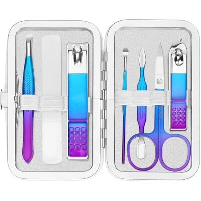 fenlebeneil Manicure- en pedicureset van roestvrij staal met etui, professionele verzorgingsset voor thuis, werk, outdoor, reizen fenlebeneil Manicure- en pedicureset van roestvrij staal met etui, professionele verzorgingsset voor thuis, werk, outdoor, reizen