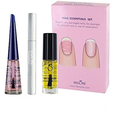 Herome 3 in 1 Manicure Nagelverzorging Set (Nail Essentials Set Roze) – Nagelset voor Beschadigde Nagels – Nagelriemolie, Nagelriemcrème en Nagelverharder – Voor Mooie en Gezonde Nagels Full-Size Kit avec huile pour ongles abîmés, sérum pour cuticules e Herome 3 in 1 Manicure Nagelverzorging Set (Nail Essentials Set Roze) – Nagelset voor Beschadigde Nagels – Nagelriemolie, Nagelriemcrème en Nagelverharder – Voor Mooie en Gezonde Nagels Full-Size Kit avec huile pour ongles abîmés, sérum pour cuticules e
