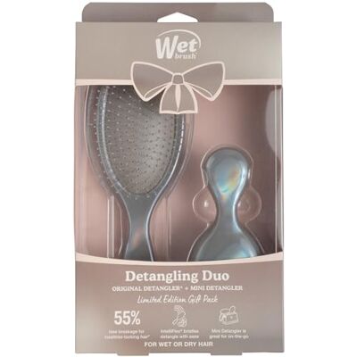 Wet Brush Originele ontwarrende cadeauset en mini-haarborstel, chroom (iriserend icoon) – IntelliFlex-borstelharen – de ontwarrende borstel glijdt door knopen voor alle soorten vochtig haar Wet Brush Originele ontwarrende cadeauset en mini-haarborstel, chroom (iriserend icoon) – IntelliFlex-borstelharen – de ontwarrende borstel glijdt door knopen voor alle soorten vochtig haar
