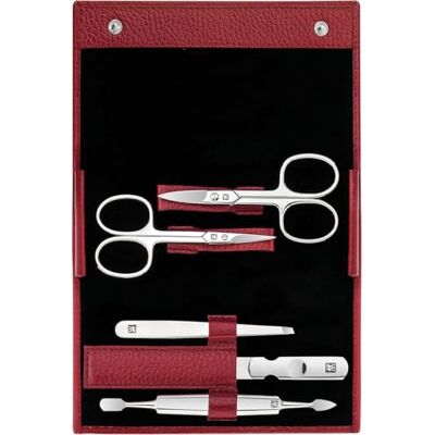 ZWILLING Manicureset (5-delig, nagelverzorging en pedicure, met echt leren etui, nagelschaar en nagelriemschaar), van gepolijst roestvrij staal, rood ZWILLING Manicureset (5-delig, nagelverzorging en pedicure, met echt leren etui, nagelschaar en nagelriemschaar), van gepolijst roestvrij staal, rood