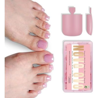 NOVO OVO Lot de 240 faux ongles à coller en gel souple PMMA pour pédicure Rose Carré 15 tailles Coupe large Sans courbe en C NOVO OVO Lot de 240 faux ongles à coller en gel souple PMMA pour pédicure Rose Carré 15 tailles Coupe large Sans courbe en C